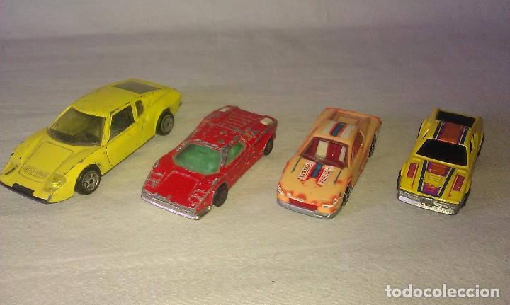 Model cars Hot Wheels: LOTE DE 4 COCHES DIFERENTES - LIGIER JS2 / WIND SPLITTER / LAMBORGHINI / FERRARI - DE VARIAS MARCAS