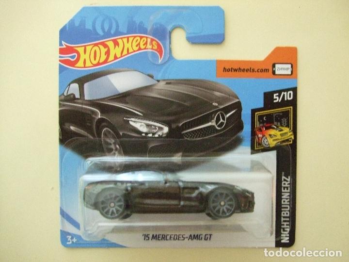 Auto in scala Hot Wheels: &acute;15 MERCEDES AMG GT 2015 - HOT WHEELS MATTEL HW NIGHTBURNERZ 5/10 2018 - COCHE NEGRO 1:64 BENZ CAR
