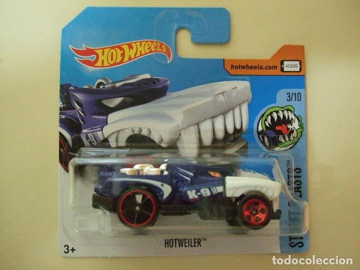 Carros em escala Hot Wheels: HOTWEILER - HOT WHEELS MATTEL HW STREET BEASTS 3/10 A&Ntilde;O 2017 - COCHE JUGUETE ANIMAL PERRO ROTTWEILER