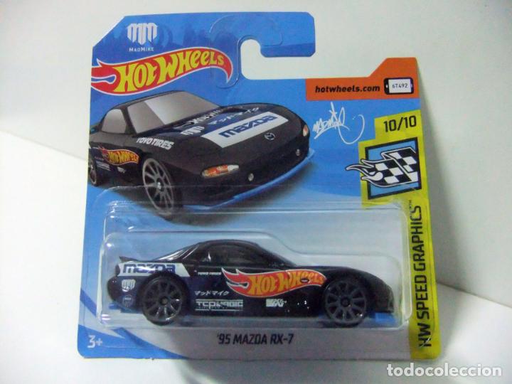 Carros em escala Hot Wheels: &acute;95 MAZDA RX-7 MAD MIKE HOT WHEELS MATTEL HW SPEED GRAPHICS 2019 COCHE 1995 RX7 1:64 MADMIKE TOY CAR