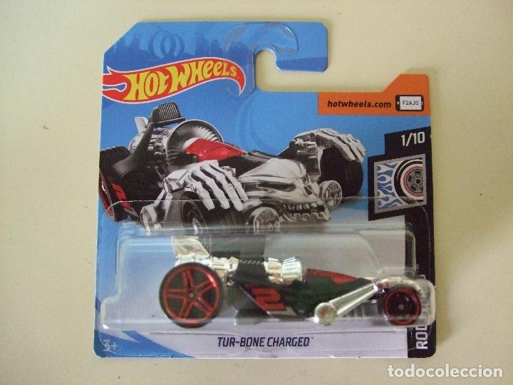 Model cars Hot Wheels: TUR-BONE CHARGED - HOT WHEELS MATTEL ROD SQUAD 2019 ESCALA 1:64 - COCHE TURBONE CALAVERA ESQUELETO