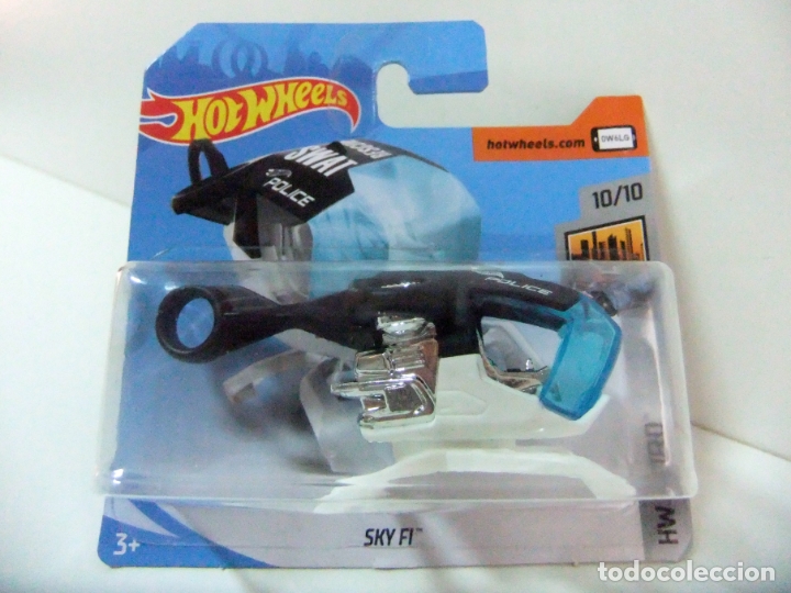 Carros em escala Hot Wheels: SKY FI SWAT HOT WHEELS MATTEL HW METRO 2018 ESCALA 1:64 HELICOPTERO JET POLICE POLICIA FUTURO RESCUE