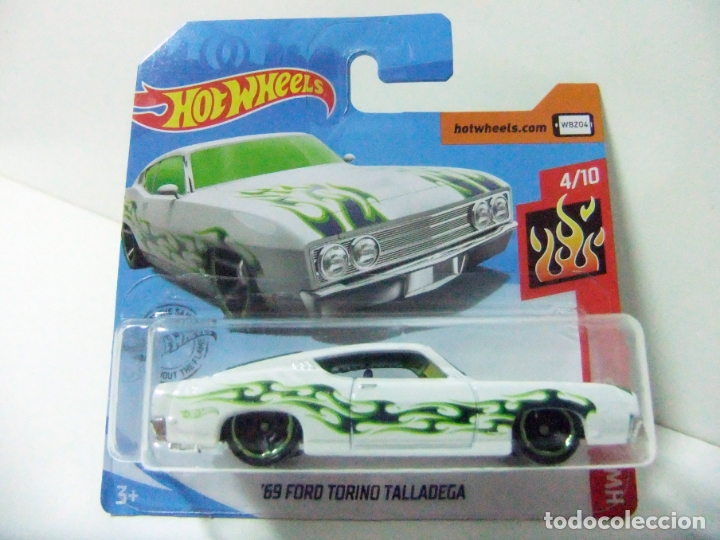Coches a escala Hot Wheels: &acute;69 FORD TORINO TALLADEGA 1969 - HOT WHEELS MATTEL HW FLAMES 2019 ESCALA 1:64 - COCHE AUTOM&Oacute;VIL