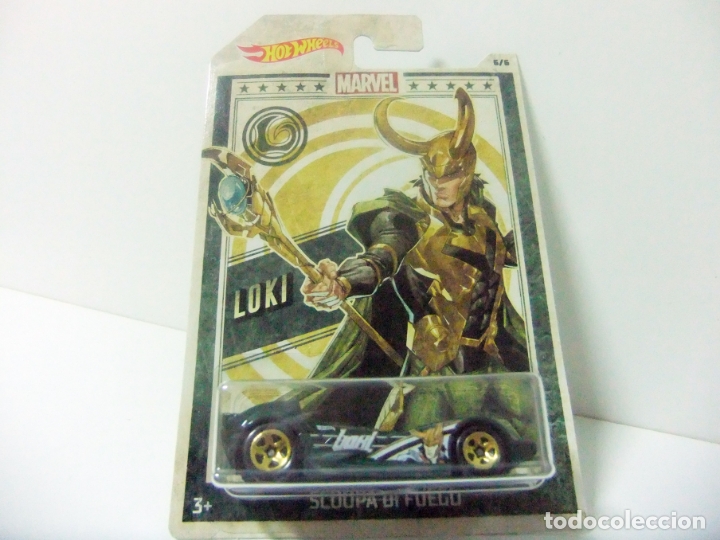 Model cars Hot Wheels: SCOOPA DI FUEGO LOKI - HOT WHEELS MATTEL MARVEL COMICS 6/6 ESCALA 1:64 COCHE HERMANO THOR