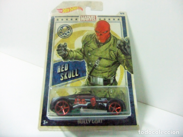 Model cars Hot Wheels: BULLY GOAT RED SKULL - HOT WHEELS MATTEL MARVEL COMICS 4/6 ESCALA 1:64 COCHE CR&Aacute;NEO ROJO