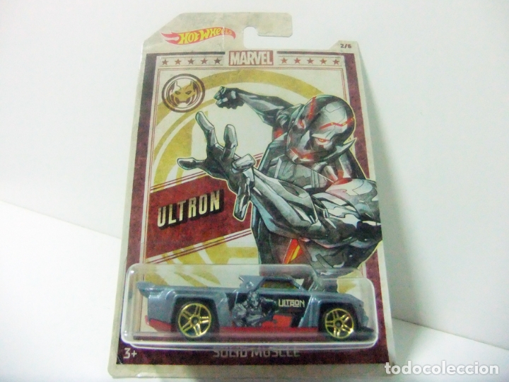 Model cars Hot Wheels: SOLID MUSCLE ULTRON - HOT WHEELS MATTEL MARVEL COMICS 2/6 ESCALA 1:64 COCHE COMIC