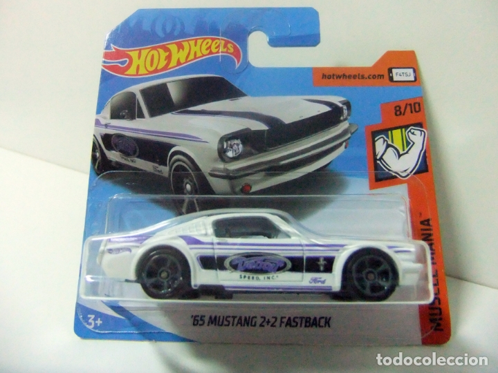 Model cars Hot Wheels: &acute;65 MUSTANG 2+2 FASTBACK FORD 1965 - HOT WHEELS MATTEL MUSCLE MANIA 8/10 2019 - ESCALA 1:64 COCHE