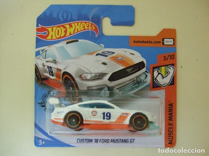 Coches a escala Hot Wheels: CUSTOM &acute;18 FORD MUSTANG GT 2018 GULF - HOT WHEELS MATTEL HW MUSCLE MANIA 2019 ESCALA 1:64 - COCHE
