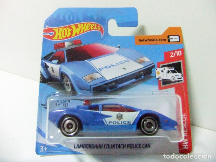 Model cars Hot Wheels: LAMBORGHINI COUNTACH POLICE CAR POL&Iacute;CIA - HOT WHEELS MATTEL HW RESCUE 2019 ESC.1:64 COCHE AUTO