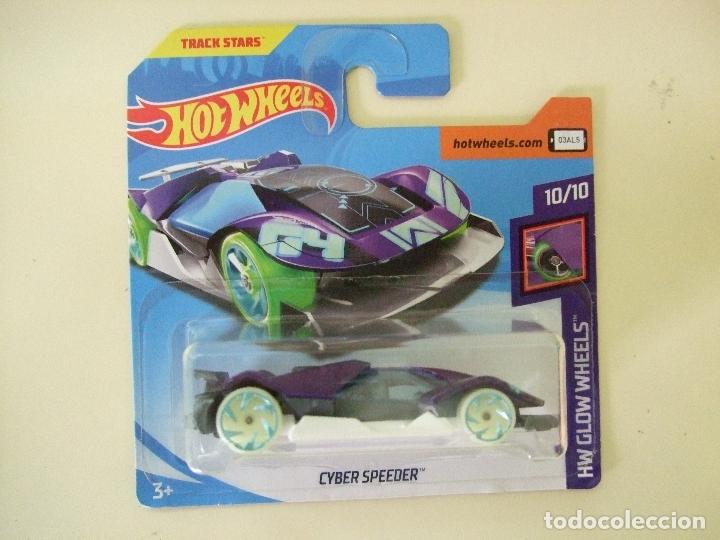 Carros em escala Hot Wheels: CYBER SPEEDER - HOT WHEELS MATTEL HW GLOW WHEELS 10/10 TRACK STARS ESCALA 1:64 2018 - COCHE AUTO