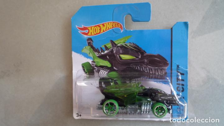 Model cars Hot Wheels: Coche verde green blister *DRAG&Oacute;N BLASTER - HW CITY 2014* 69/250 HOT WHEELS. MATTEL 2013. &iexcl;Raro!