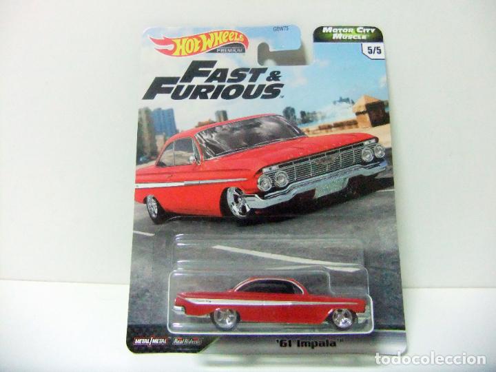 Coches a escala Hot Wheels: 61 IMPALA HOT WHEELS PREMIUM MATTEL FAST & FURIOUS MOTOR CITY MUSCLE 1:64 COCHE CHEVROLET CHEVY 1961