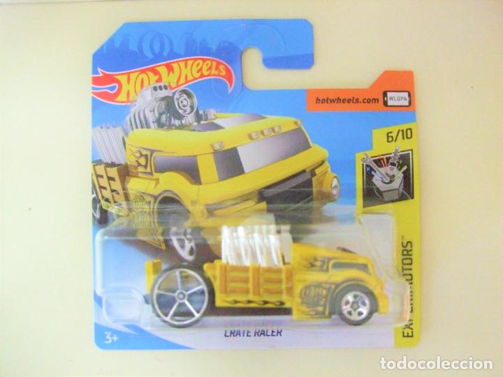Auto in scala Hot Wheels: CRATE RACER - HOT WHEELS MATTEL HW EXPERIMOTORS 6/10 2018 ESCALA 1:64 - COCHE AUTO TRUCK YELLOW