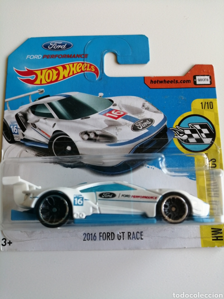 Coches a escala Hot Wheels: HOT WHEELS 2016 FORD GT RACE blanco y azul. 1/64. HW SPEED GRAPHICS 2017.