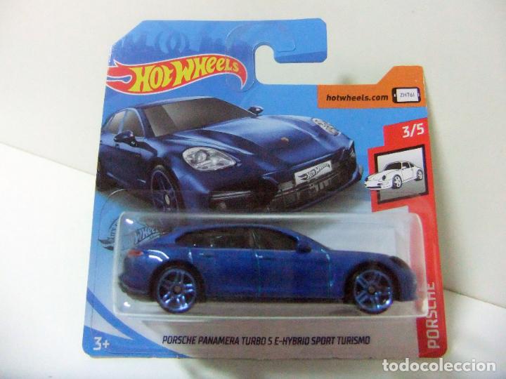 Carros em escala Hot Wheels: PORSCHE PANAMERA TURBO S E-HYBRID SPORT TURISMO - HOT WHEELS MATTEL 2020 COCHE 1:64 HIBRIDO AZUL