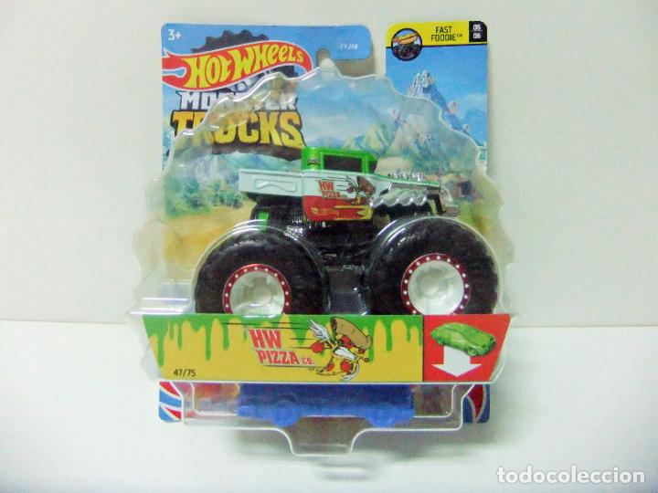 Voitures miniatures Hot Wheels: HW PIZZA CO. HOT WHEELS MATTEL 2021 FAST FOODIE MONSTER TRUCKS COCHE 1:64 BONE SHAKER FOOD TRUCK CAR