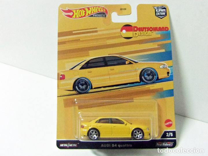 Voitures miniatures Hot Wheels: AUDI S4 QUATTRO HOT WHEELS DEUTSCHLAND DESIGN PREMIUM CAR CULTURE 2/5 2022 - COCHE 1:64 YELLOW A4