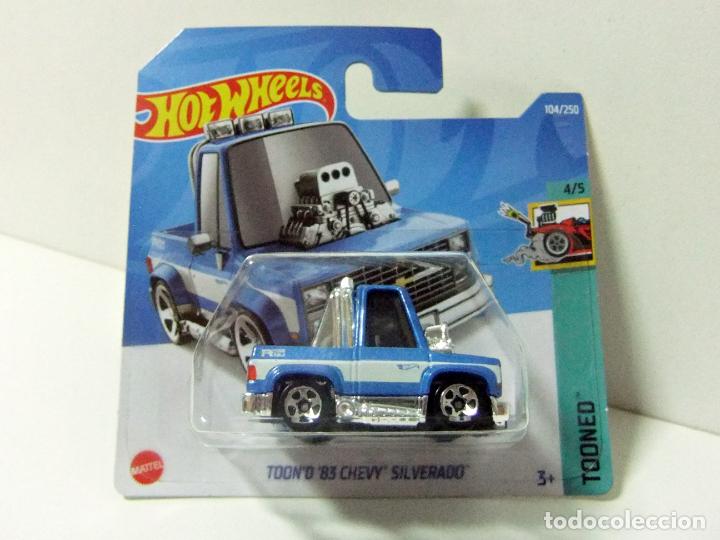 Model cars Hot Wheels: TOON&acute;D &acute;83 CHEVY SILVERADO HOT WHEELS TOONED 4/5 A&Ntilde;O 2022 COCHE 1:64 PICKUP CHEVROLET PICK UP 1983