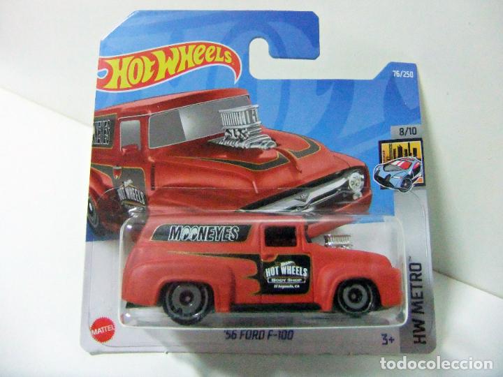 Modellautos Hot Wheels: 56 FORD F-100 HOT WHEELS MATTEL HW METRO 8/10 2022 COCHE 1:64 MOONEYES F100 1956 BODY SHOP VAN TRUCK