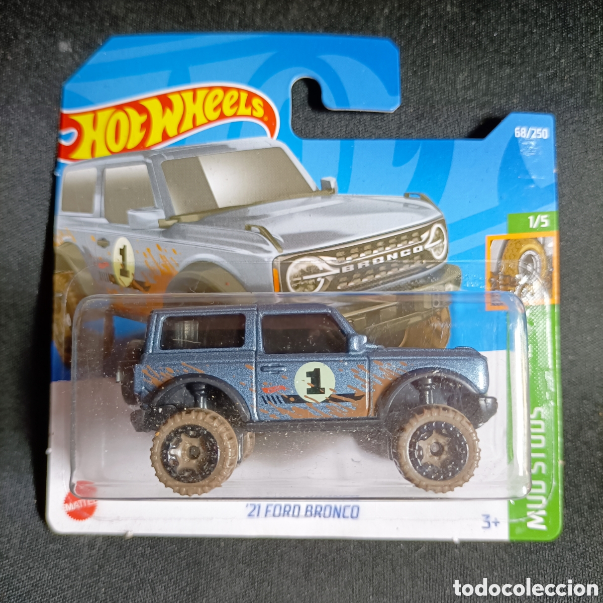 Voitures miniatures Hot Wheels: (CIN) HOT WHEELS: '21 FORD BRONCO. 68/250. MUD STUDS 1/5