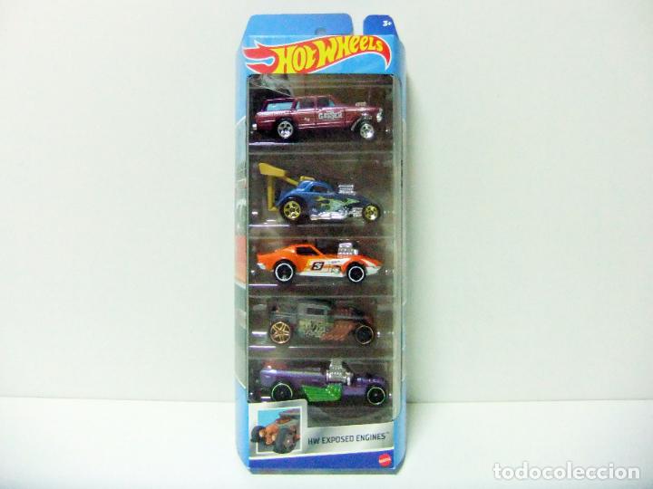 Model cars Hot Wheels: PACK 5 COCHES HOT WHEELS 2022 HW EXPOSED ENGINES 64 NOVA GASSER FIAT 500C 68 CORVETTE GAS MONKEY ETC