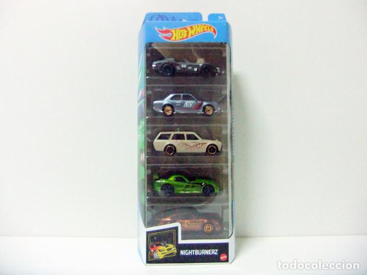 Coches a escala Hot Wheels: PACK 5 COCHES HOT WHEELS 2021 NIGHTBURNERZ 68 CORVETTE GAS MONKEY 70 FORD ESCORT RS 1600 DATSUN 510