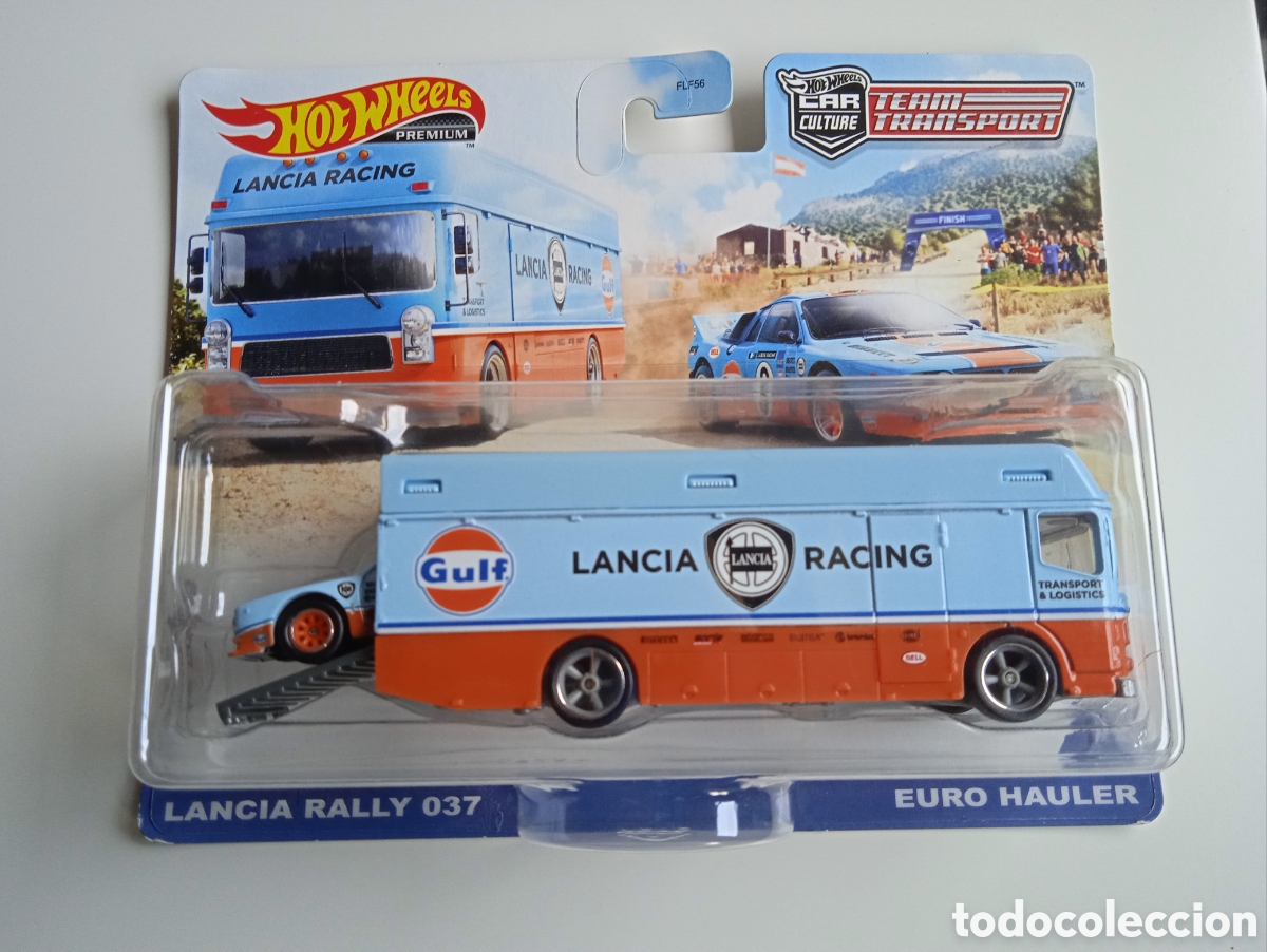 Model cars Hot Wheels: HOT WHEELS TEAM TRANSPORT LANCIA RALLY 037 GULF EDITION. PREMIUM 1/64 TEAM TRANSPORT #26.