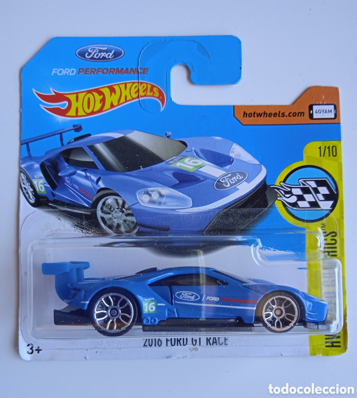 Coches a escala Hot Wheels: HOT WHEELS 2016 FORD GT RACE AZUL. HOTWHEELS 1/64. HW RACE DAY 2017.