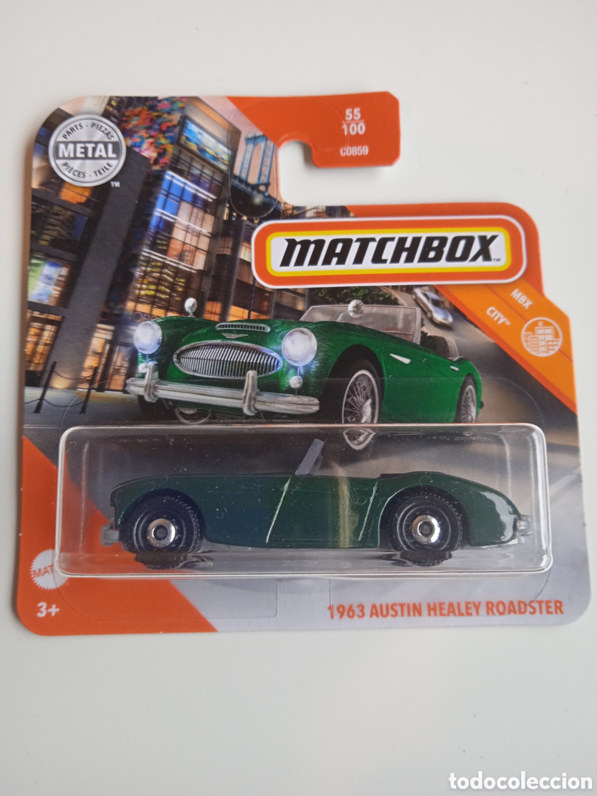 Voitures miniatures Hot Wheels: MATCHBOX 1962 AUSTIN HEALY ROADSTER. HOT WHEELS 1/64 MATCHBOX SERIES 2019.