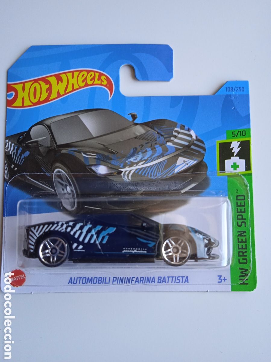Voitures miniatures Hot Wheels: HOT WHEELS AUTOMOBILI PININFARINA BATTISTA NEGRO. HOTWHEELS 1/64 HW GREEN SPEED 2023.