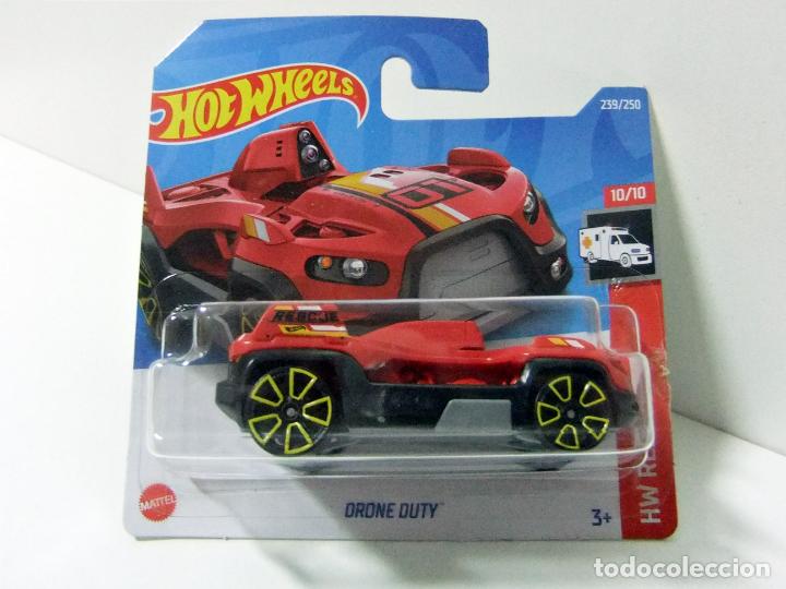 Auto in scala Hot Wheels: DRONE DUTY HOT WHEELS MATTEL HW RESCUE 10/10 2022 COCHE 1:64 DRON RESCATE 01 NO STEP TRUCK CAR ROJO