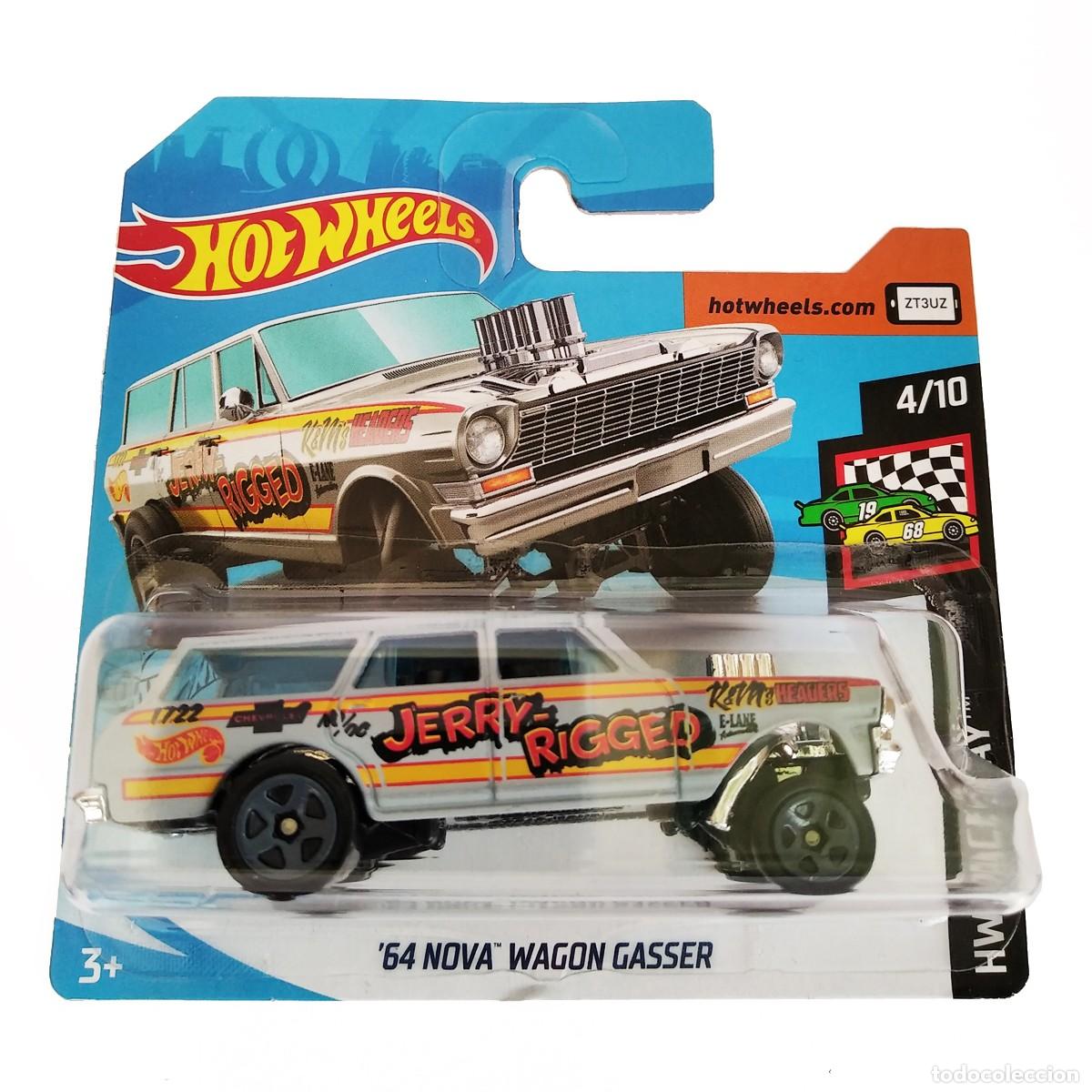 Model cars Hot Wheels: 64 Nova Wagon Gasser Grey HW RACE DAY 2019-Hot Wheels