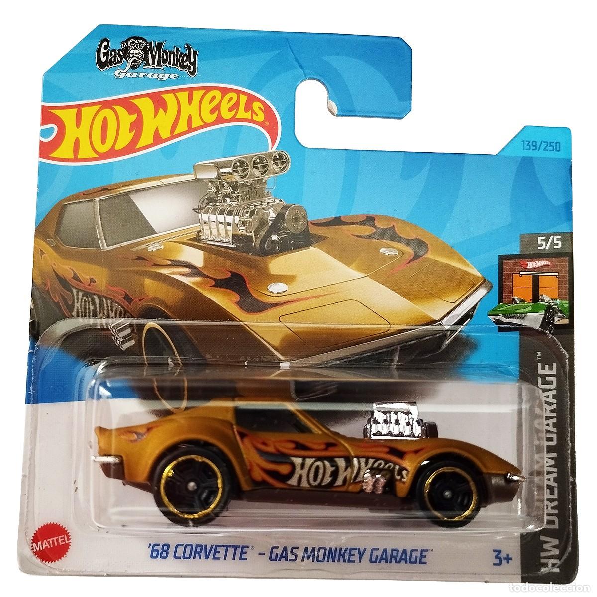 Model cars Hot Wheels: 68 Corvette Gas Monkey Garage Gold HW DREAM GARAGE 2023-Hot Wheels