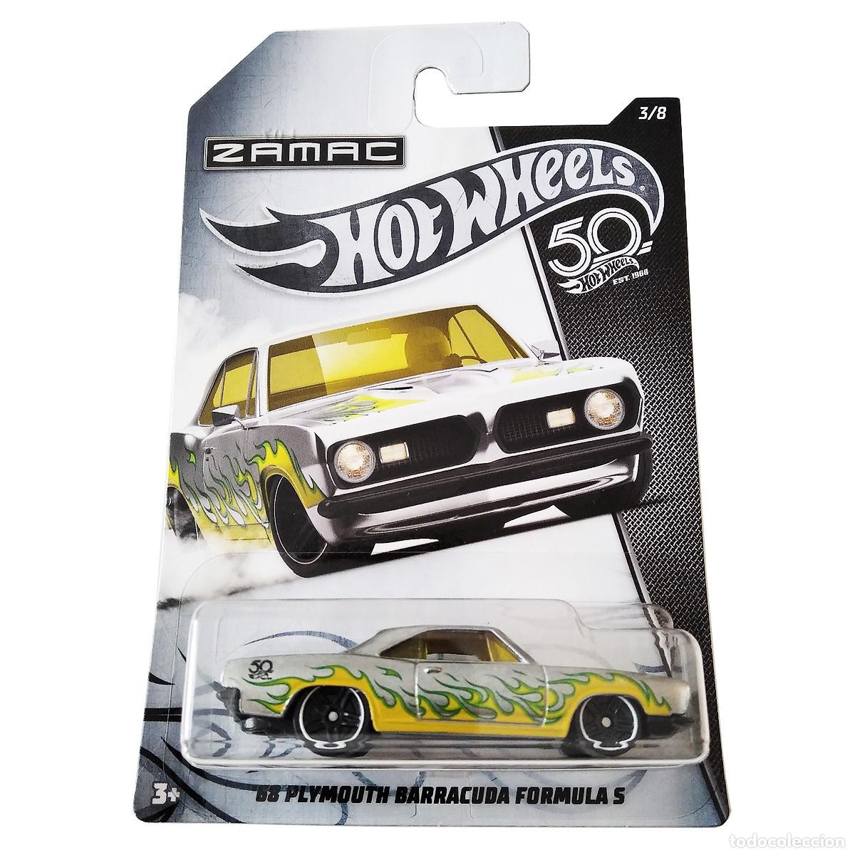 Carros em escala Hot Wheels: 68 Plymouth Barracuda Formula S 50th ZAMAC FLAMES 2018-Hot Wheels