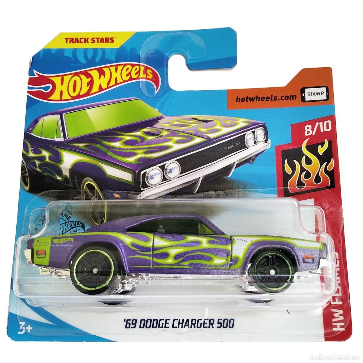 Carros em escala Hot Wheels: 69 Dodge Charger 500 Purple HW FLAMES 2020-Hot Wheels