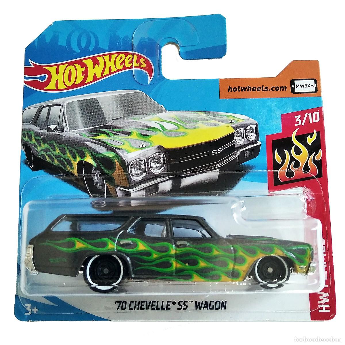 Carros em escala Hot Wheels: 70 Chevelle SS Wagon Grey HW FLAMES 2019-Hot Wheels