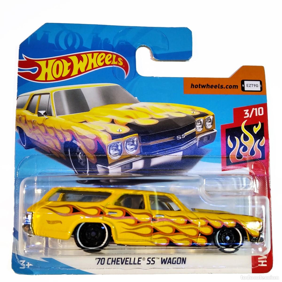 Carros em escala Hot Wheels: 70 Chevelle SS Wagon Yellow HW FLAMES 2019-Hot Wheels