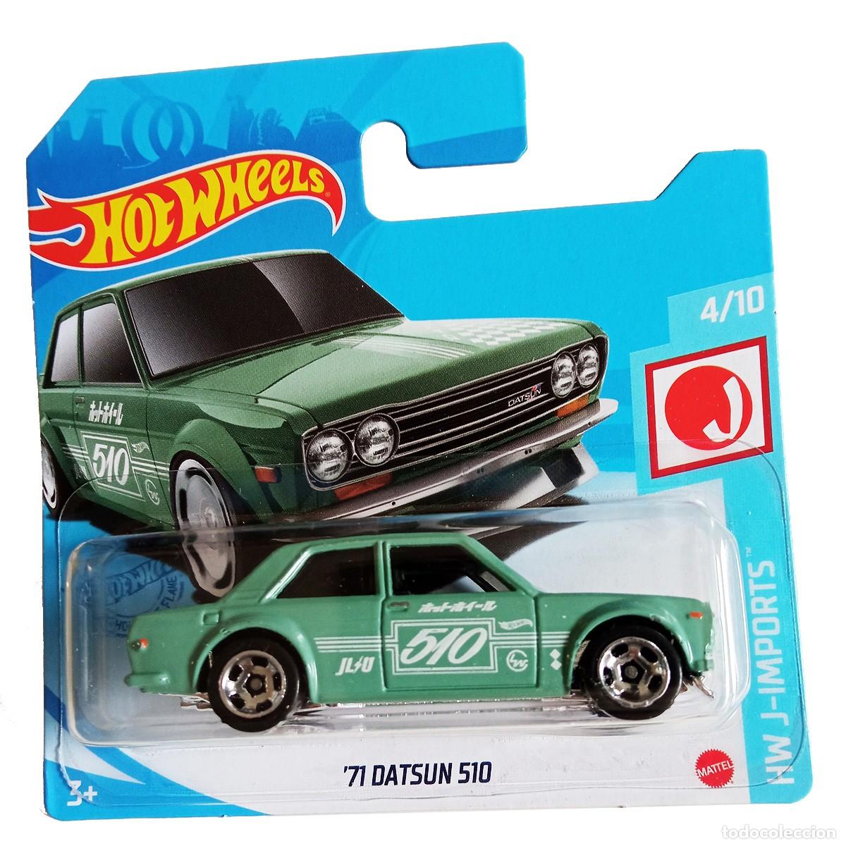 Carros em escala Hot Wheels: 71 Datsun 510 Green HW J-IMPORTS 2021-Hot Wheels