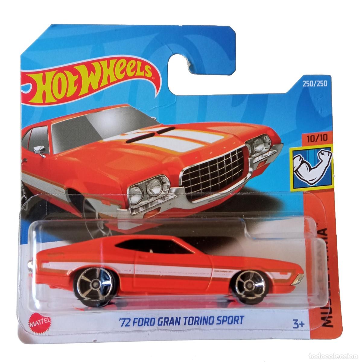 Carros em escala Hot Wheels: 72 Ford Gran Torino Sport Orange MUSCLE MANIA 2022-Hot Wheels