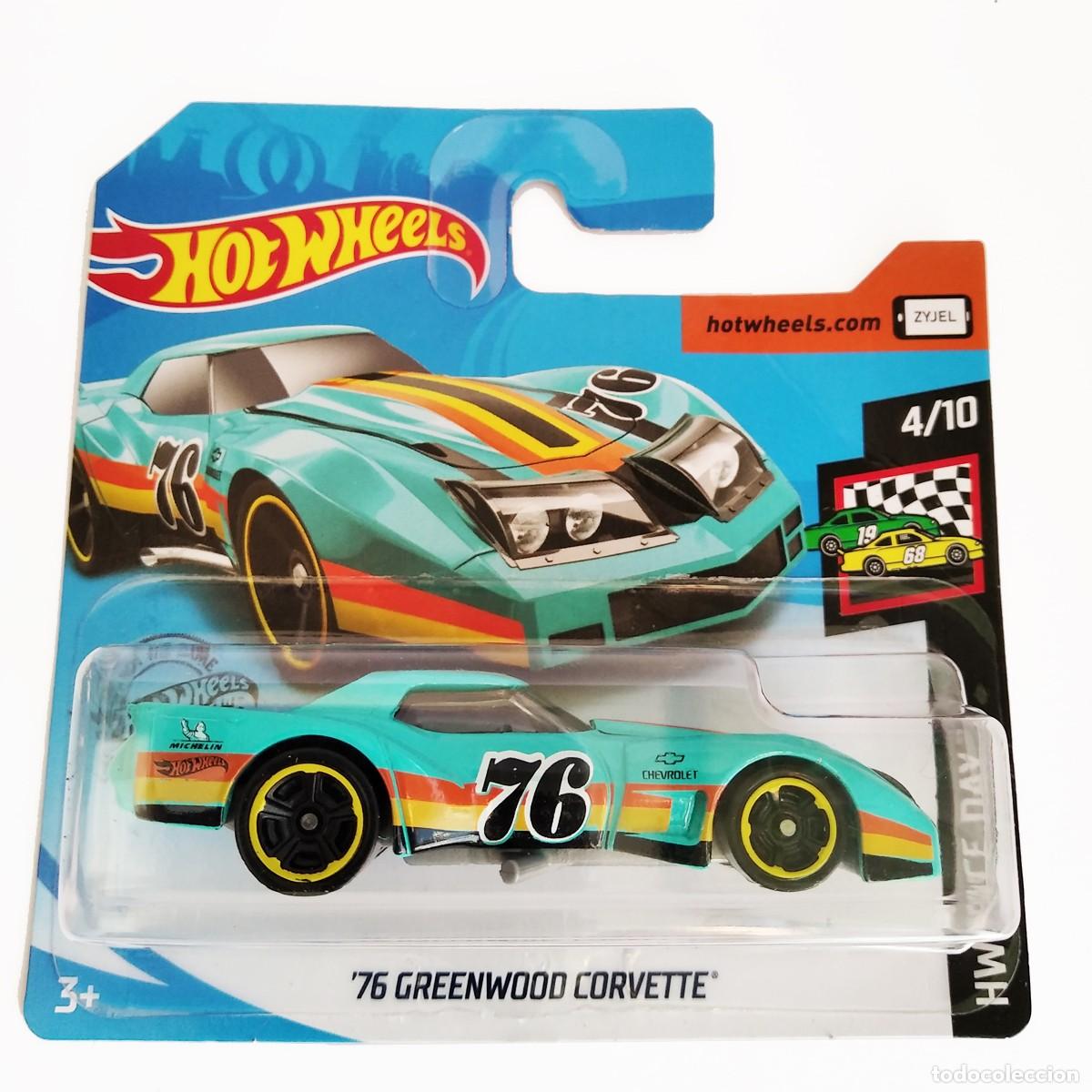 Carros em escala Hot Wheels: 76 Greenwood Corvette Turquoise HW RACE DAY 2020-Hot Wheels