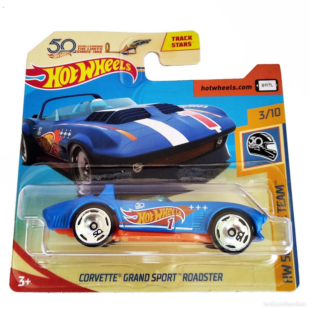 Auto in scala Hot Wheels: Corvette Grand Sport Roadster Blue HW 50th RACE TEAM 2018-Hot Wheels