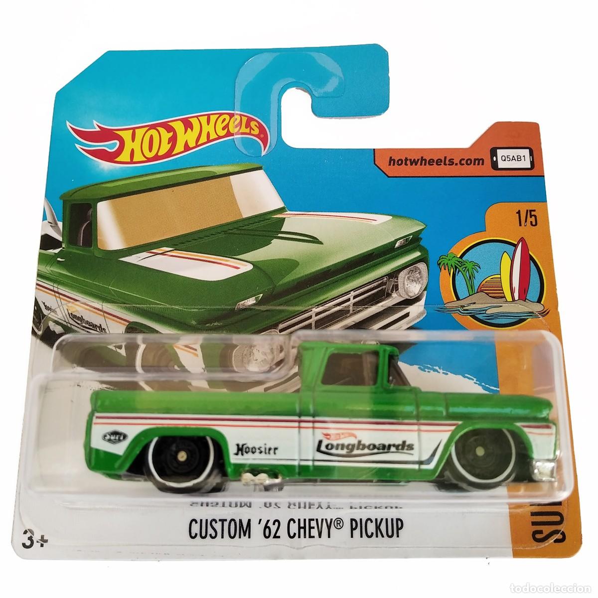 Carros em escala Hot Wheels: Custom 62 Chevy Pickup SURFS UP 2017-Hot Wheels
