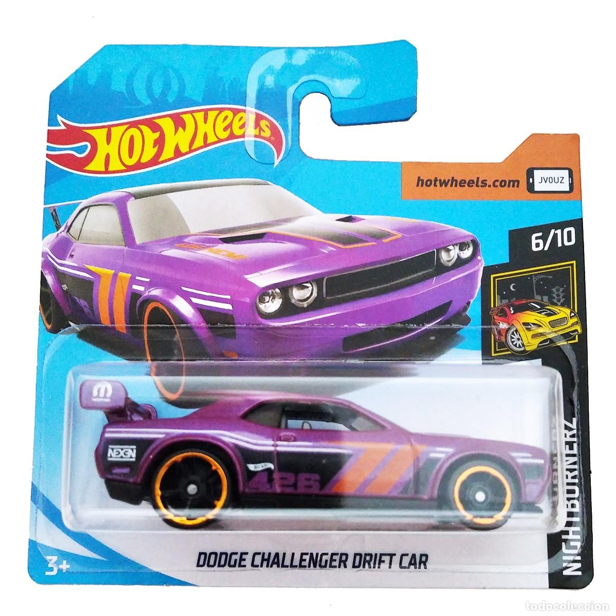 Carros em escala Hot Wheels: Dodge Challenger Drift Car Purple NIGHTBURNERZ 2019-Hot Wheels