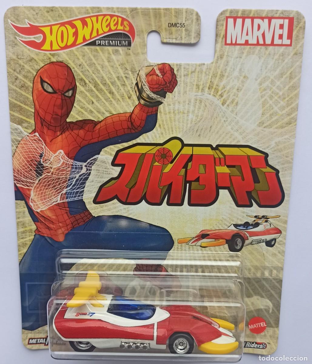 Coches a escala Hot Wheels: HOT WHEELS PREMIUM. SPIDER MACHINE GP-7. SPIDERMAN. MARVEL. - Foto 2