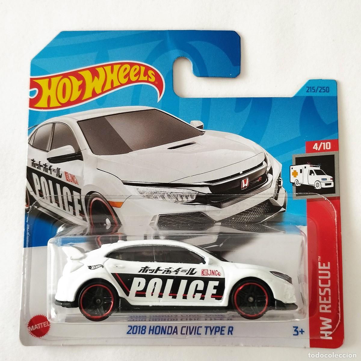 Model cars Hot Wheels: 2018 Honda Civic Type R Police White MW RESCUE 2023-Hot Wheels