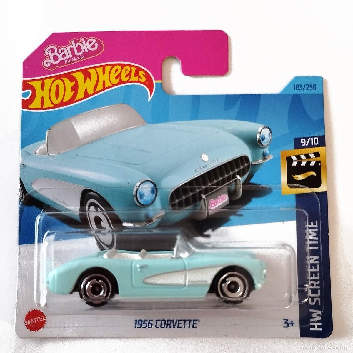 Coches a escala Hot Wheels: 1956 Corvette Barbie The Movie Sky Blue HW SCREEN TIME 2023-Hot Wheels