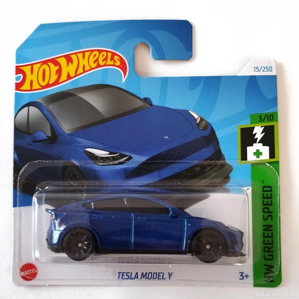 Coches a escala Hot Wheels: Tesla Model Y Navy HW GREEN SPEED 2024-Hot Wheels