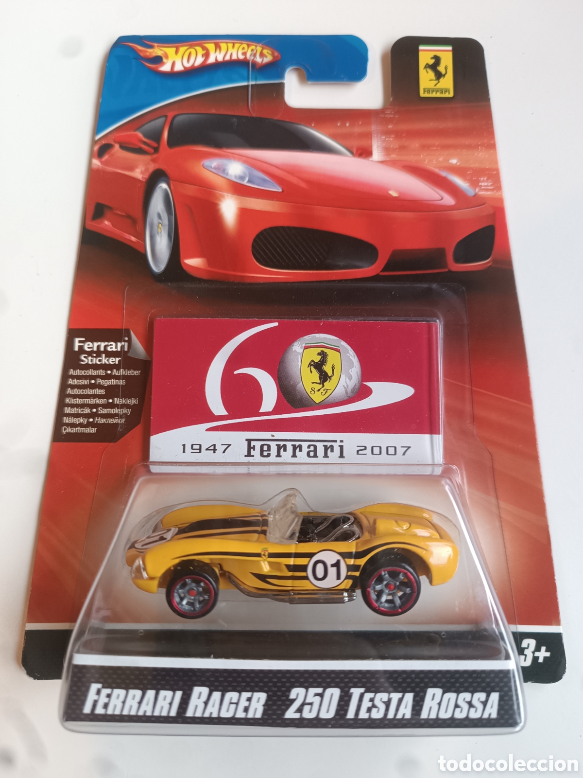 Carros em escala Hot Wheels: HOT WHEELS FERRARI RACER FERRARI 250 TESTA ROSSA AMARILLO. COCHE COLECCION 1/64 FERRARI RACER 2007.