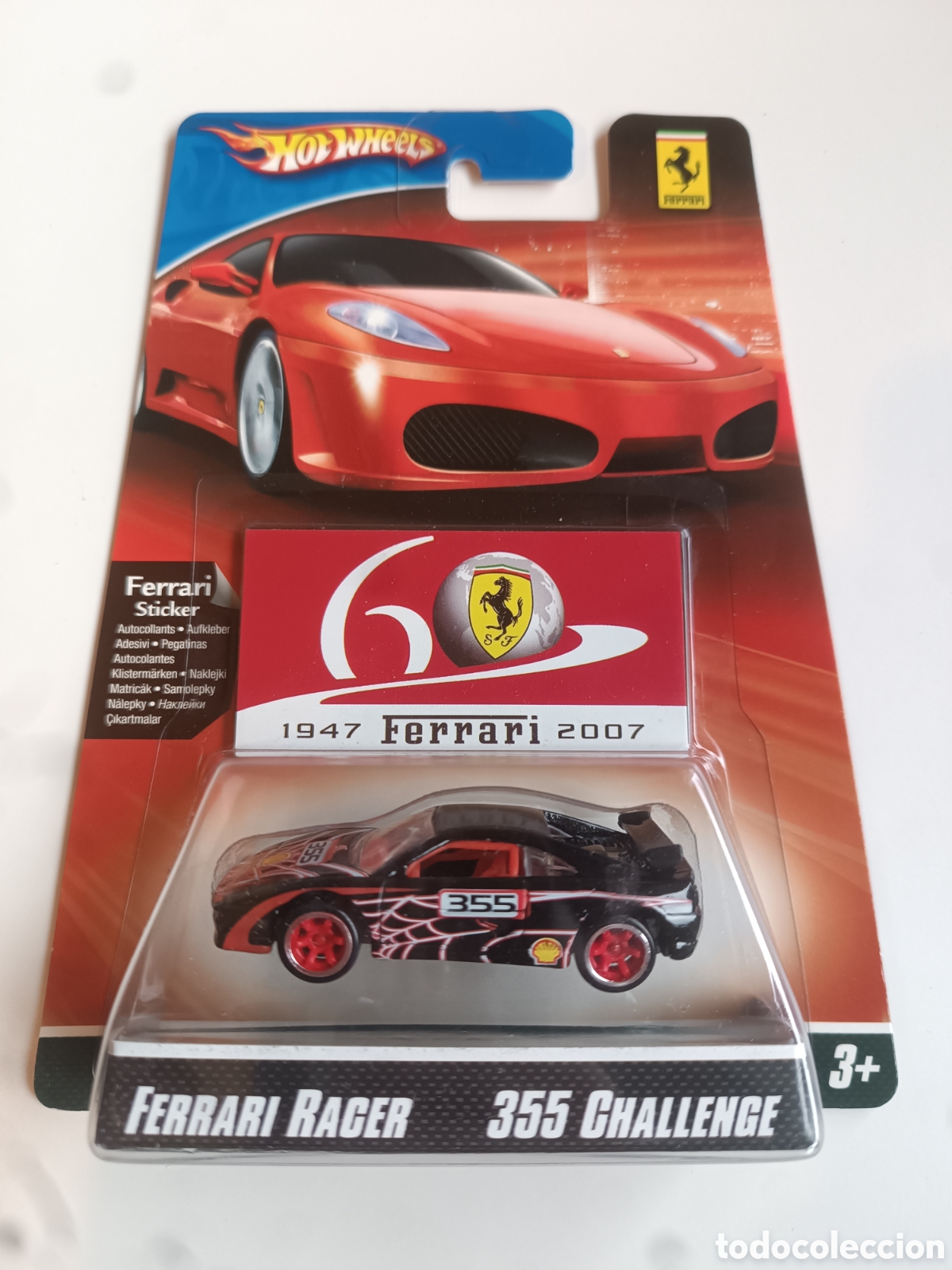 Carros em escala Hot Wheels: HOT WHEELS FERRARI RACER FERRARI 355 CHALLENGE NEGRO. COCHE COLECCION 1/64 FERRARI RACER 2007.