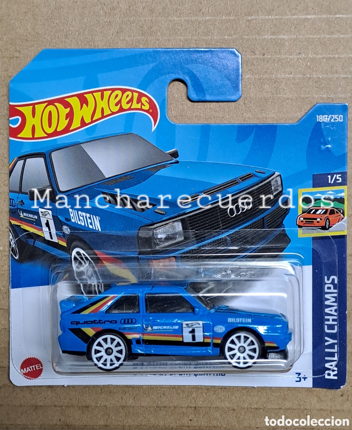 Auto in scala Hot Wheels: HOT WHEELS '84 AUDI SPORT QUATTRO AZUL COLECCION HOT RALLY CHAMPS 2022 1/5 180/250 MINIA 1/64 MATTEL